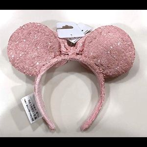 Disney Accessories - NWT Millennial Pink Full Sequin Minnie Mouse Ears Disney Accessories - NWT Millennial Pink Full Sequin Minnie Mouse Ears